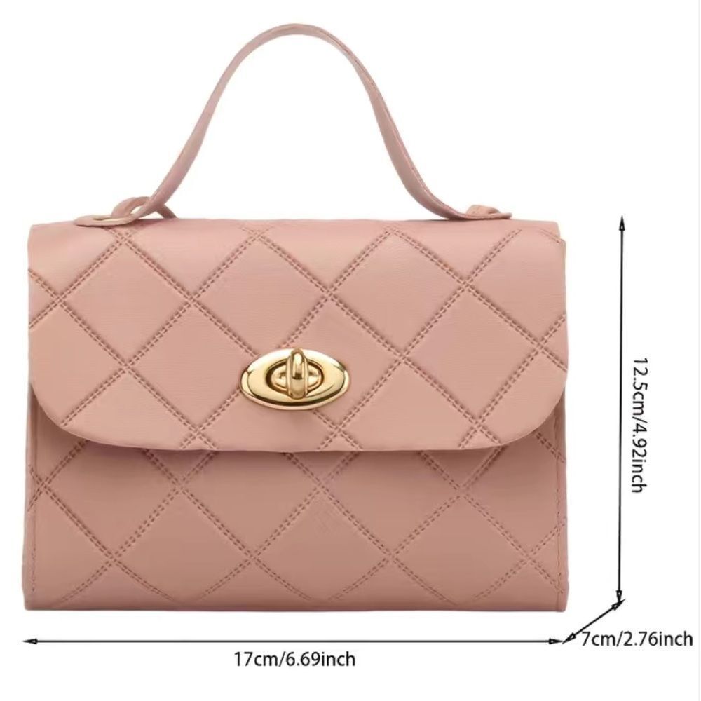 Women's White Argyle Embossed Shoulder Bag, Strap Buckle Decor Crossbody‎ Bag - Picture 7 of 7